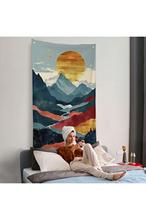 Dağların Üstündeki Güneş Manzarası Duvar Örtüsü-7649