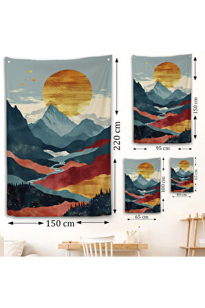 Dağların Üstündeki Güneş Manzarası Duvar Örtüsü-7649