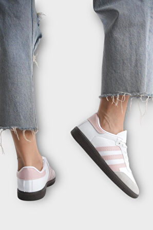 Kadın Rahat Hafif Spor Ayakkabı  BEYAZ - PUDRA