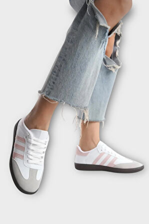 Kadın Rahat Hafif Spor Ayakkabı  BEYAZ - PUDRA