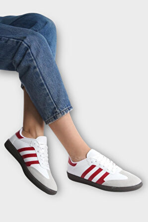 Kadın Rahat Hafif Spor Ayakkabı  BEYAZ - KIRMIZI