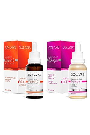 Solaris Leke Karşıtı C Vitamin Cilt Bakım Serumu 30ml + Yaşlanma Karşıtı Kolajen Cilt Bakım Serumu 30ml