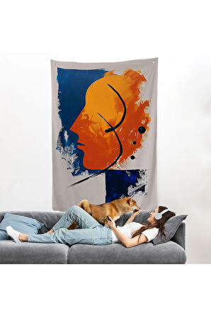 Yağlıboya Görünümlü Soyut İnsan Silüeti Duvar Örtüsü-7650