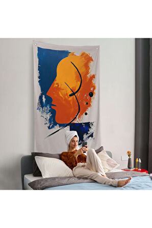 Yağlıboya Görünümlü Soyut İnsan Silüeti Duvar Örtüsü-7650