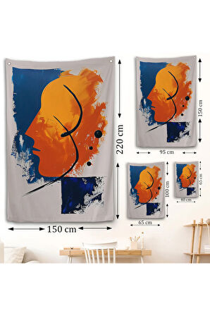 Yağlıboya Görünümlü Soyut İnsan Silüeti Duvar Örtüsü-7650