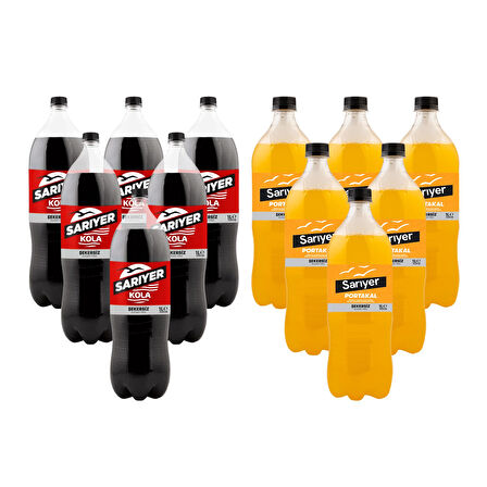 Sarıyer Kola ve Portakal 1 lt Şekersiz x 12 li Karma Koli