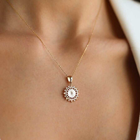 Taşlı Güneş Kolye