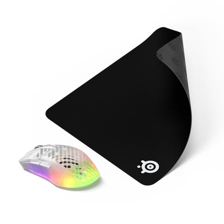 SteelSeries Aerox 3 Wireless Ghost Edition Gaming Mouse + QcK Large Mouse Pad
