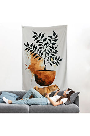 Dekoratif Minimal Bitki Duvar Örtüsü-7651