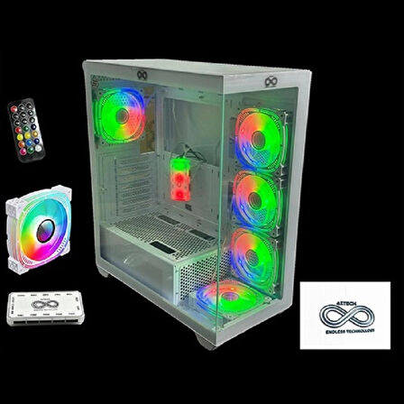 AZTECH AZT201 W  5 x RGB Fan Uzakdan Kumanda Beyaz Akvaryum Gamin Kasa Temper Cam , RGB Switch       	