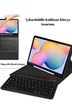 Qpen Samsung Galaxy X200 Tab A8 Uyumlu 10.5 inç Klavyeli Tablet Kılıf