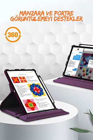 Qpen iPad Air 3 10.5 inç Uyumlu 360° Tablet Deri Kılıf