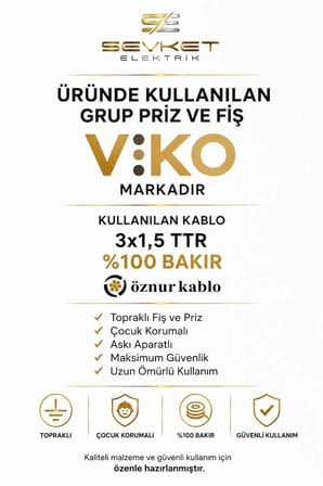 Viko 6'lı Grup Priz 35 Metre Beyaz 3x1,5 Mm Kalın Kablolu Uzatma Kablosu