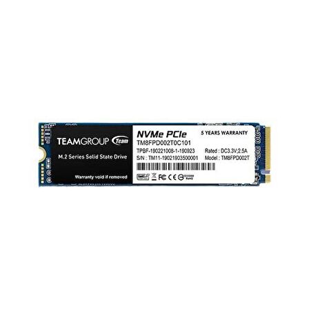 Team Mp33 Pro 2TB 2100/1700MB/ TM8FPD002T0C101 S NVME PCIE GEN3x4 M.2 Ssd