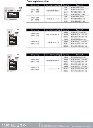 KINGSTON TEAM ELITE SODIMM 16GB DDR4 3200 Mhz Ram  