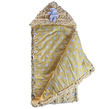Uretti - Gül 5142 0674 El Örgüsü Puffy İplik Kundak Bebek Battaniyesi / 0 - 2 Yaş
