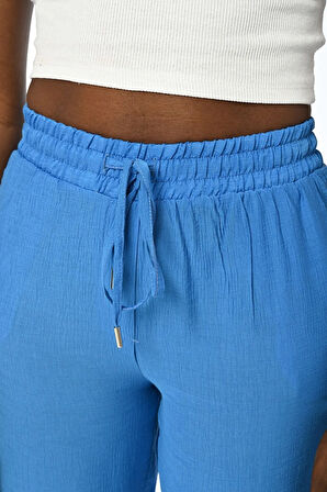 KADIN BELİ LASTİKLİ RAHAT KALIP DÜZ RENK PANTOLON