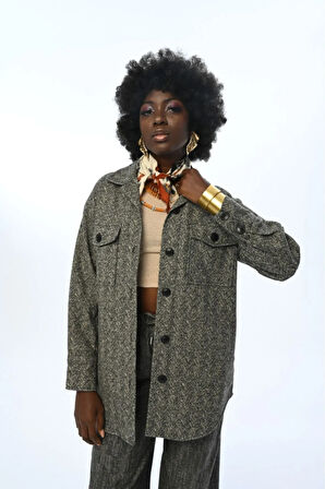 KADIN ÇİFT CEPLİ  DÜĞMELİ GÖMLEK