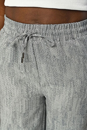 KADIN BELİ LASTİKLİ BOL PAÇA LACİVERT PANTOLON