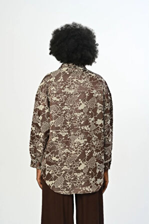 KADIN KARIŞIK DESENLİ ÇİFT CEPLİ GÖMLEK