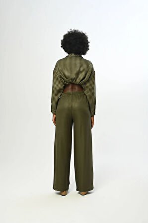 KADIN BELİ LASTİKLİ BOL PAÇA SİMLİ PANTOLON