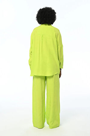 KADIN BELİ LASTİKLİ BOL PAÇA DÜZ RENK PANTOLON