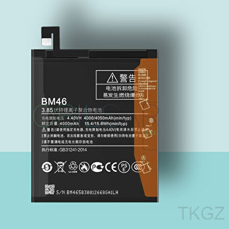 Tkgz - Xiaomi REDMİ NOTE 3 - BM46 - Batarya Pil Orijinal Sıfır