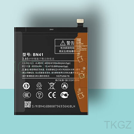 Tkgz - Xiaomi REDMİ NOTE 4 - BN41 - Batarya Pil Orijinal Sıfır