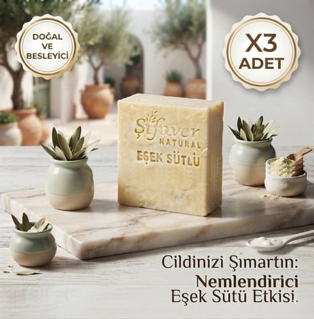Şifaver  Doğal El Yapımı Eşek Sütlü Nemlendirici El, Yüz Ve Cilt Bakım Sabunu 125 Gr X3 Adet