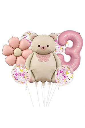 PAPATYA FOLYOLU BÜYÜK AYI FOLYO BALON YAŞ SET