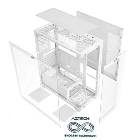 AZTECH AZT13 600W Temper Cam , RGB Switch Beyaz 5 x RGB Fan Uzakdan Kumanda Akvaryum Gamin Kasa