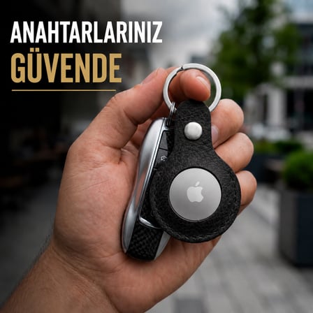 Hakiki Deri AirTag Kılıfı – Anahtarlık Formunda