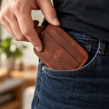 Hakiki Deri Kartlık – Minimalist Oval Tasarım 