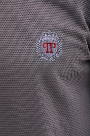 Erkek Gri Melanj Renk Mare Jaker Kumaş Bisiklet Yaka Uzun Kollu Sweatshirt - 7656