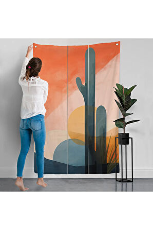 Kaktüs Desenli Soft Duvar Örtüsü-7656