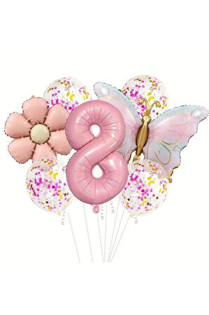 MAKARON KELEBEK FOLYO PAPATYA YAŞ BALON SET