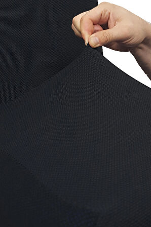 Spandex Mikro Petek Kumaş Likralı Lastikli Tüylenmez 6'lı Sandalye Kılıfı Kaliteli Sandalye Örtüsü - SİYAH
