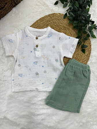 ERKEK BEBEK PAMUKLU MÜSLİN 2'Lİ TAKIM