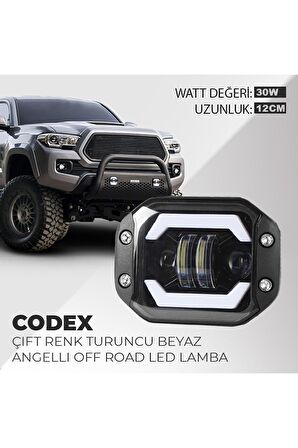 C9 Codex Angellı 30W Çift Renk Turuncu Beyaz Gömme Montaj Off Road led lamba 2 Adet