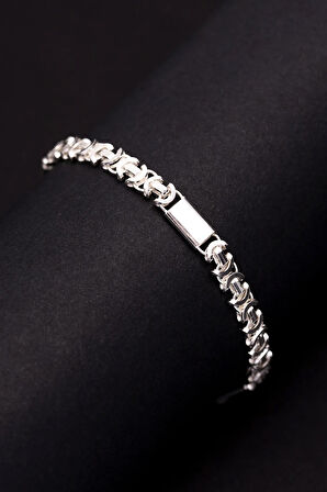 Erkek Gümüş Bileklik - 6mm Parçalı Parlak Euro Kral Gümüş Bileklik