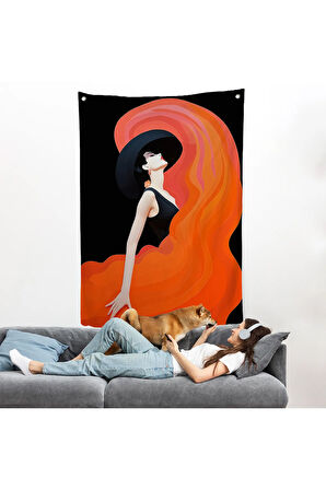 Güzel Soyut Kadın Duvar Örtüsü-7659