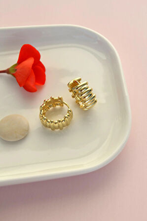 Gold Renk Geniş Bombeli Halka Küpe Günlük Kullanıma Uygun