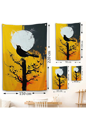 Ağaç Üstündeki Soyut Kuş Duvar Örtüsü-7660