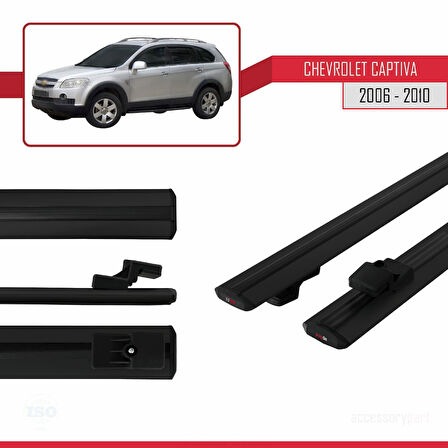 Chevrolet Captiva 2006-2010 Arası ile Uyumlu BASIC Model Ara Atkı Tavan Barı Siyah 2 Adet