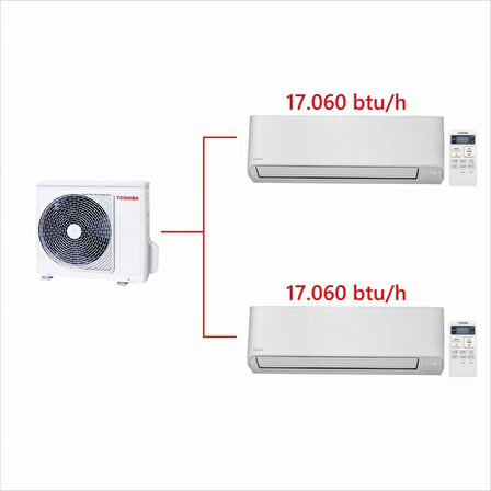 Toshiba 2M Multi Split Klima 17.000+17.000 BTU/h A+++