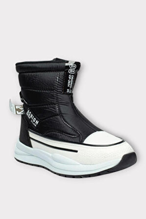 İçi Kürklü Kaydırmaz Taban Kadın Kar Botu SİYAH