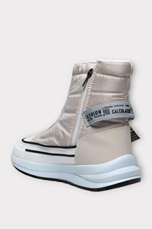 İçi Kürklü Kaydırmaz Taban Kadın Kar Botu BEJ