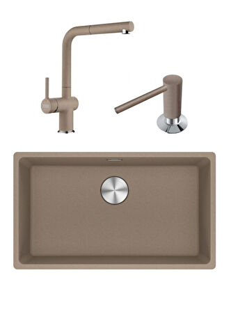 MRG 110-72 Eviye, Active Plus Spiralli Armatür, Sıvı Sabunluk Oyster Üçlü Set