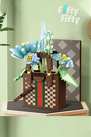 Panlos BOUTIQUE Serisi Kahverengi Damalı Çanta Figürü 688 Parça Oyuncak Yapım Seti -FFP1075