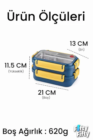 1200 ML İki Kat Üç Bölme Paslanmaz Çelik Bento Lunch Box Yeni Nesil Sefer Tası Çelik Kaşıklı -22FF15 2215